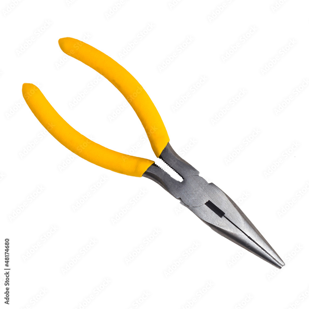 pliers long thin yellow tool isolated pliers long thin yellow tool isolated