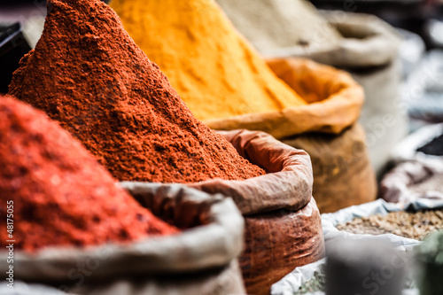 Traditional spices market in India.