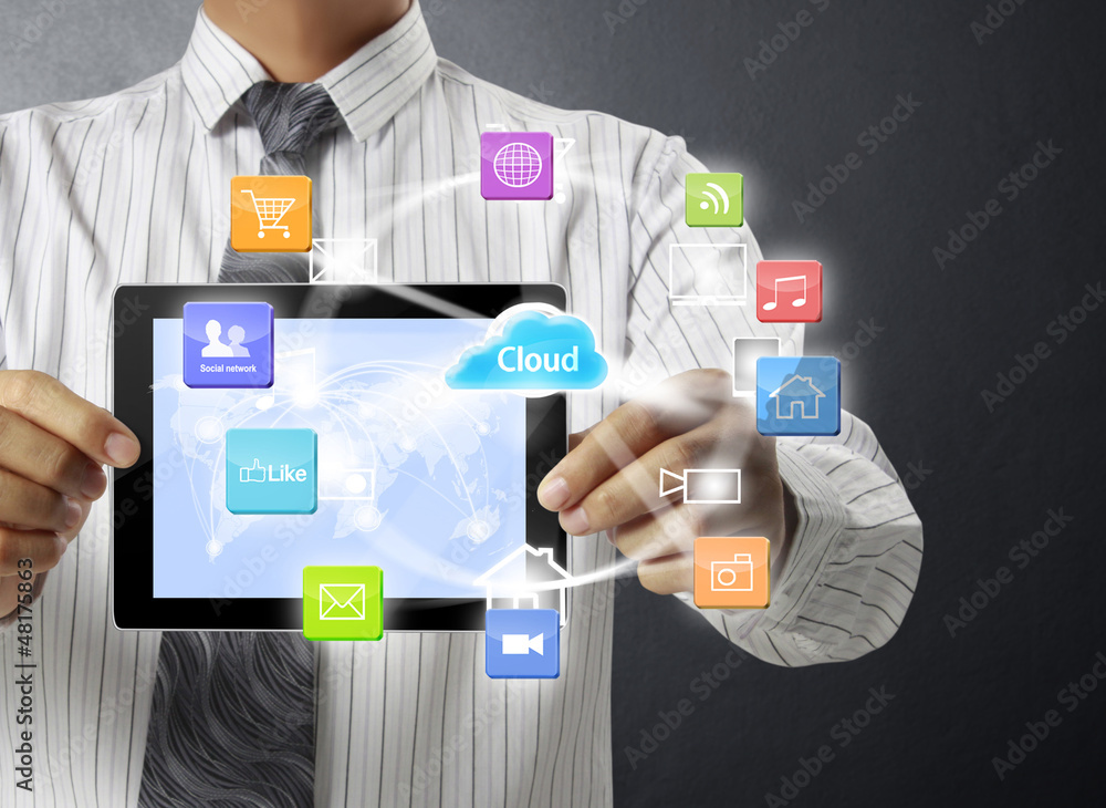 touch- tablet in hands