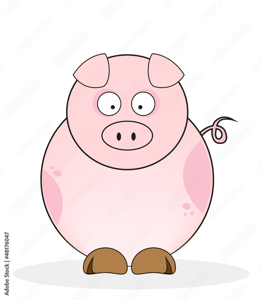 Fototapeta premium Funny Pink pig isolated on white.