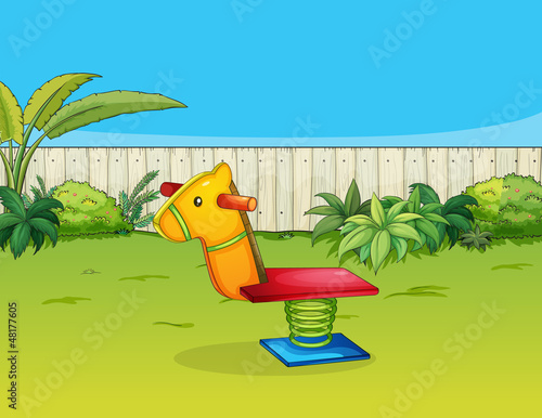 A horse playing equipment