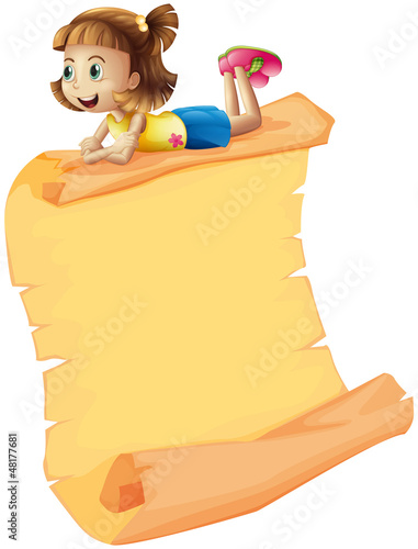 A smiling girl and a scroll