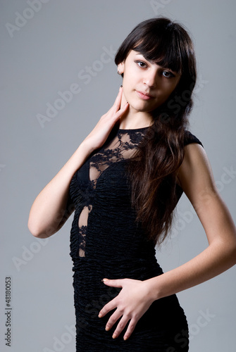 Portrait of young beautiful girl with long hair