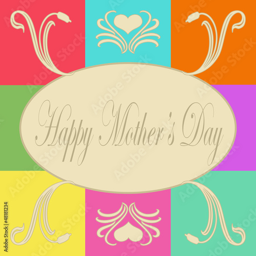 Colorful  Happy Mother s Day  card with floral decoration