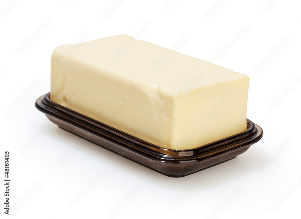 Butter dish isolated on white background with clipping path Butter dish isolated on white background with clipping path