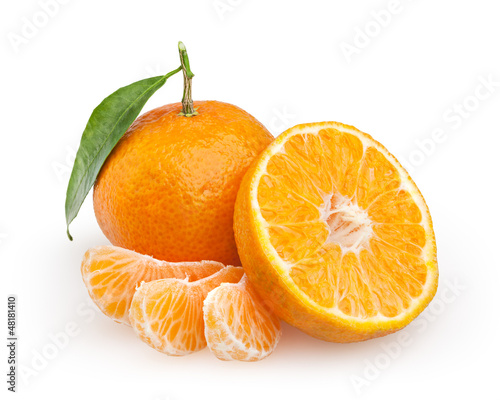 Tangerines isolated on white background with clipping path