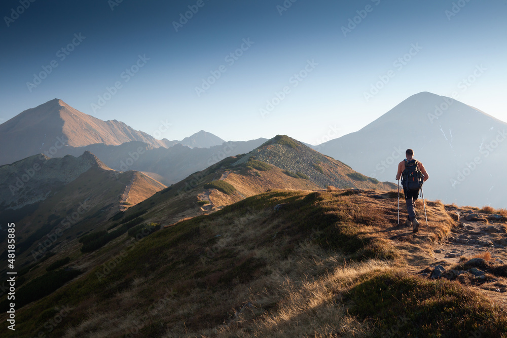 Fototapeta premium Hiker in Tatra Mountains