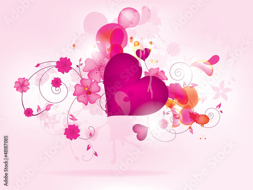 Abstract floral background for valentines day with heart