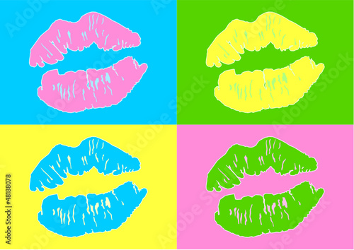 lipstick mark pop art style photo