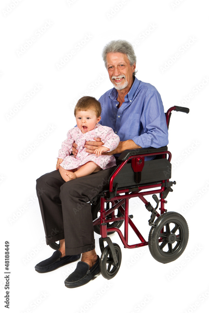 Smiling aged man patient in a wheelchair Smiling aged man patient in a wheelchair