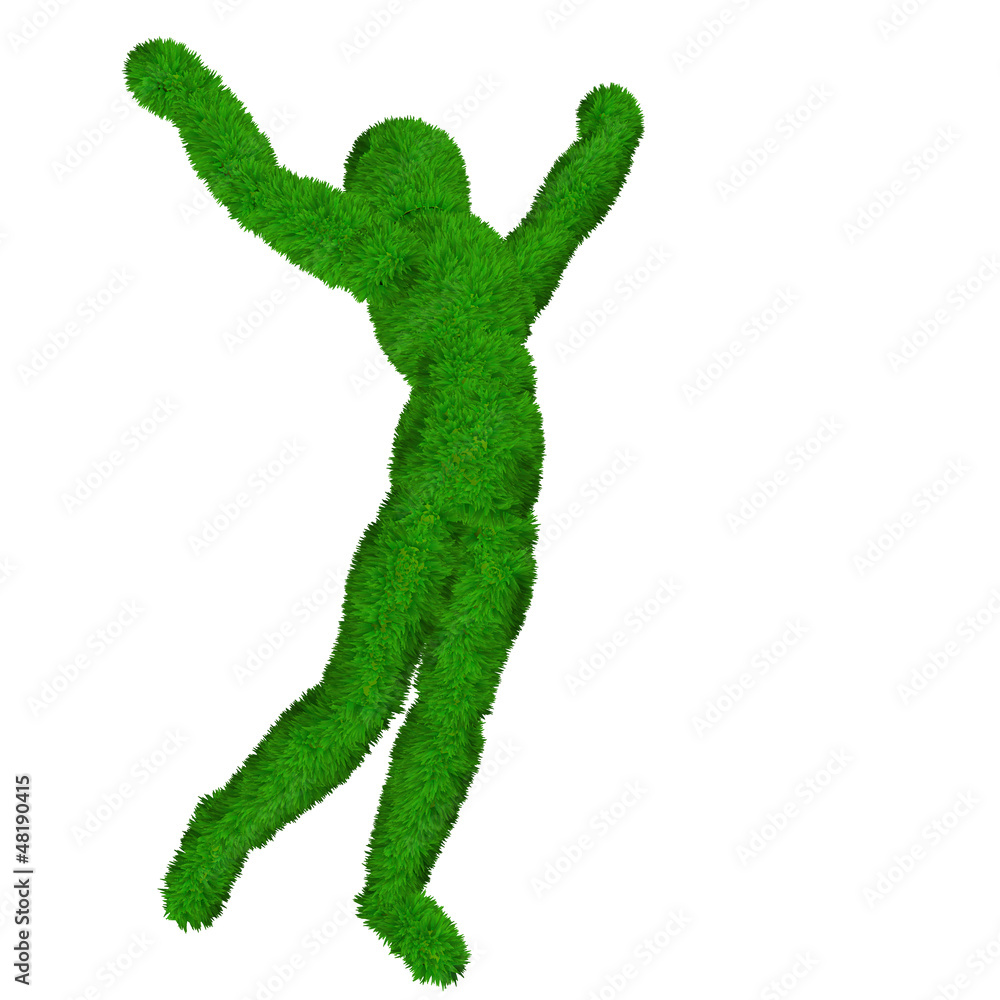 High resolution conceptual 3D human covered in green grass High resolution conceptual 3D human covered in green grass