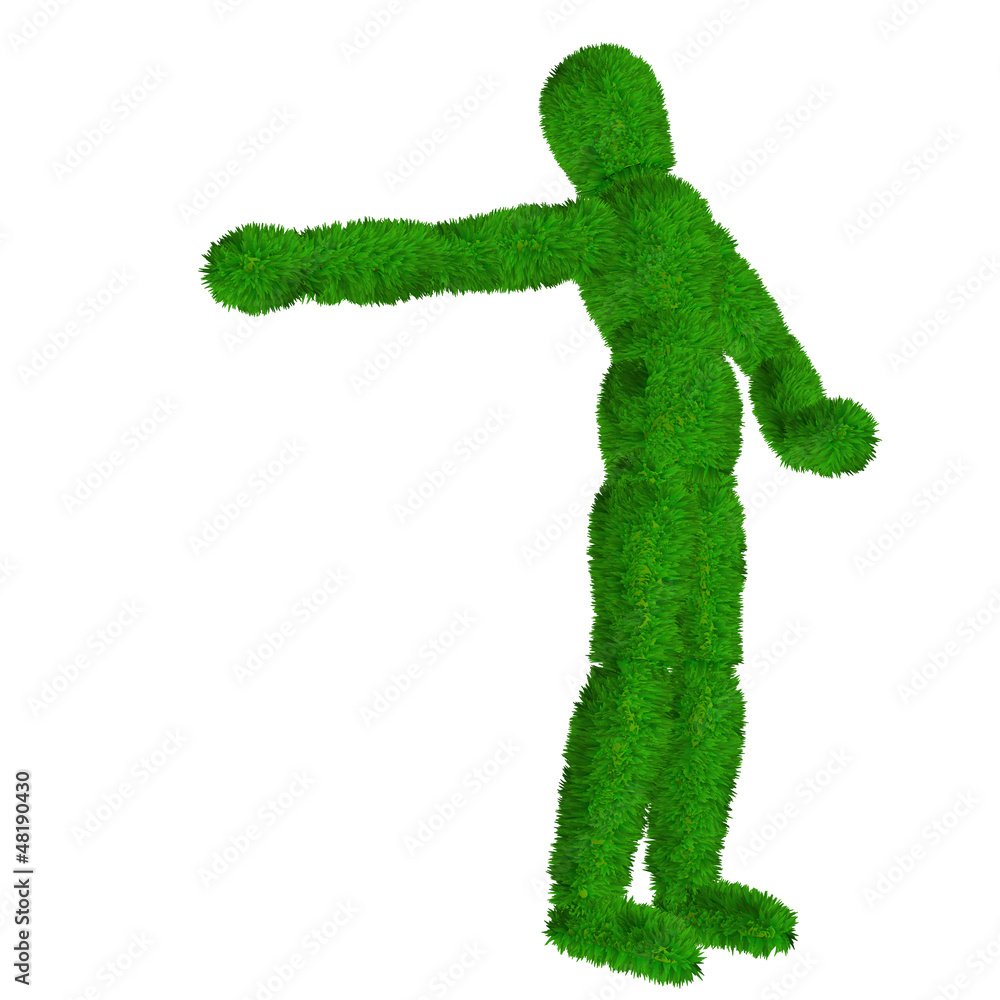 High resolution conceptual 3D human covered in green grass High resolution conceptual 3D human covered in green grass