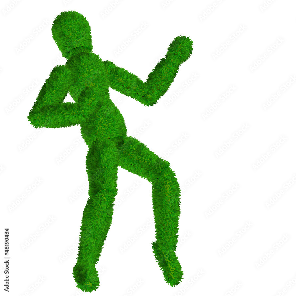 High resolution conceptual 3D human covered in green grass High resolution conceptual 3D human covered in green grass