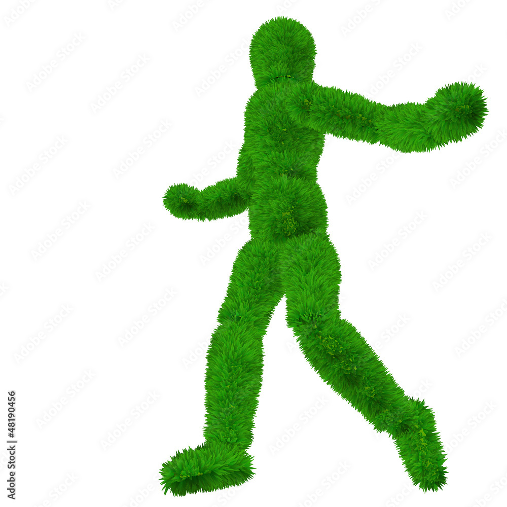 High resolution conceptual 3D human covered in green grass High resolution conceptual 3D human covered in green grass