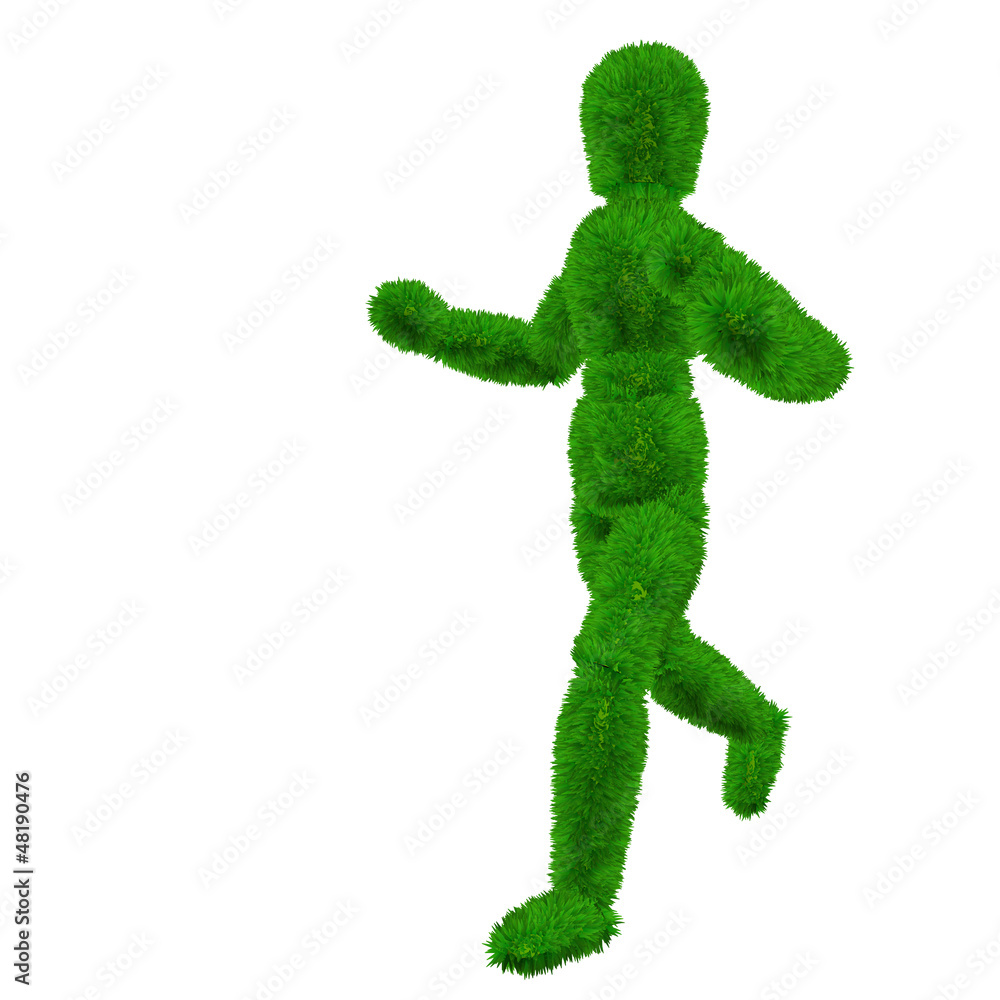 High resolution conceptual 3D human covered in green grass High resolution conceptual 3D human covered in green grass