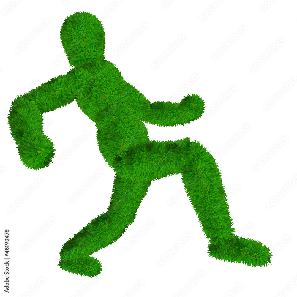 High resolution conceptual 3D human covered in green grass High resolution conceptual 3D human covered in green grass