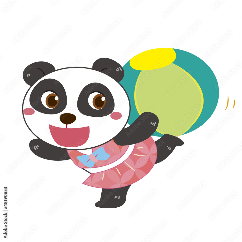 Obraz premium a panda's beach activities