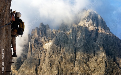 Quadro em tela climber on via ferrata or klettersteig in Italy