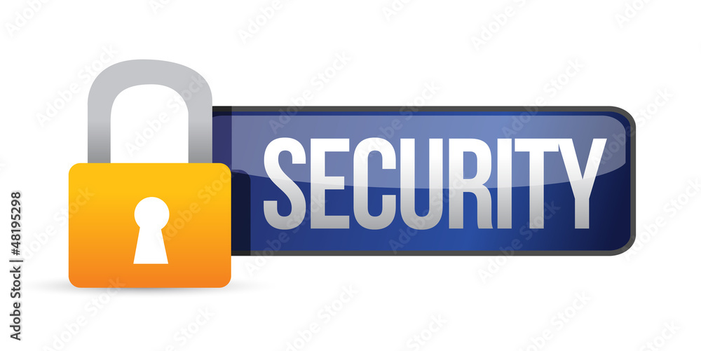 Security panel with padlock and text Security panel with padlock and text