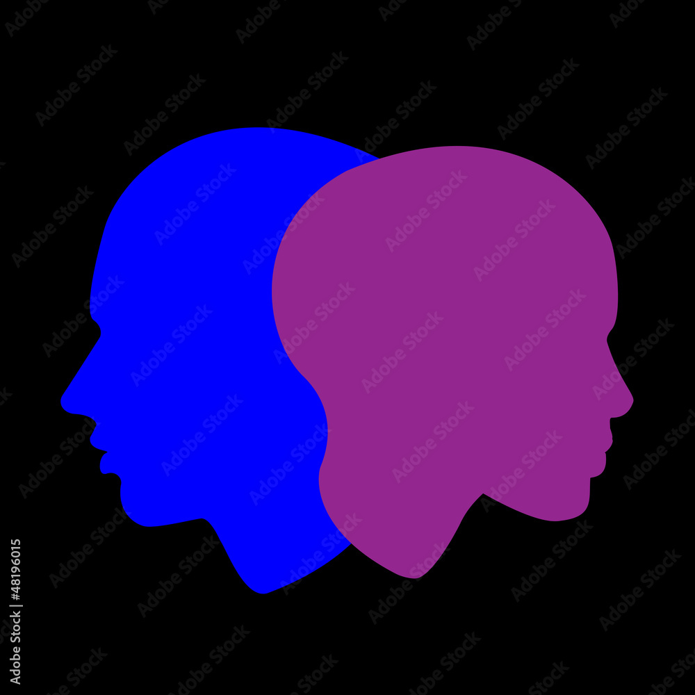 woman and man profile, vector