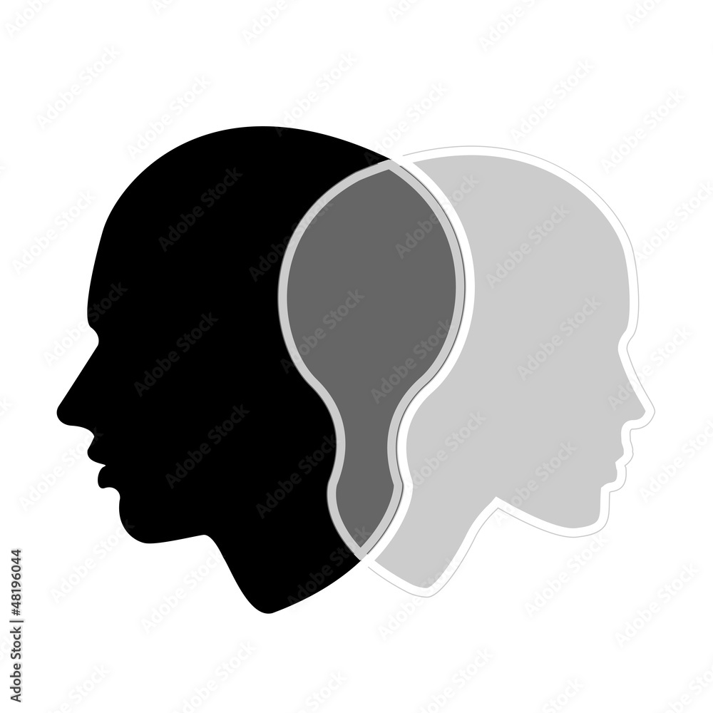 woman and man profile, vector