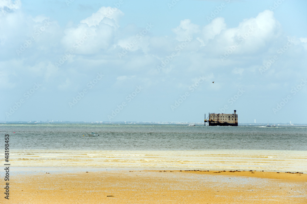 Beach from Boyard-ville with fort Boyard