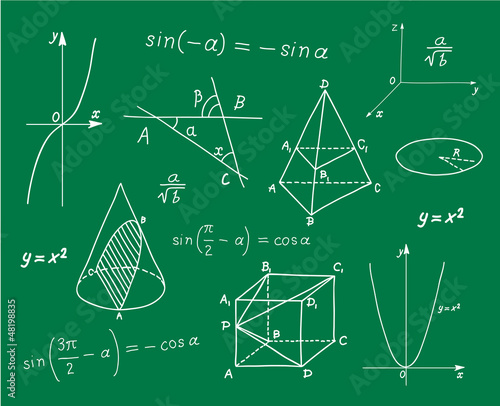 Mathematics sketches on school board