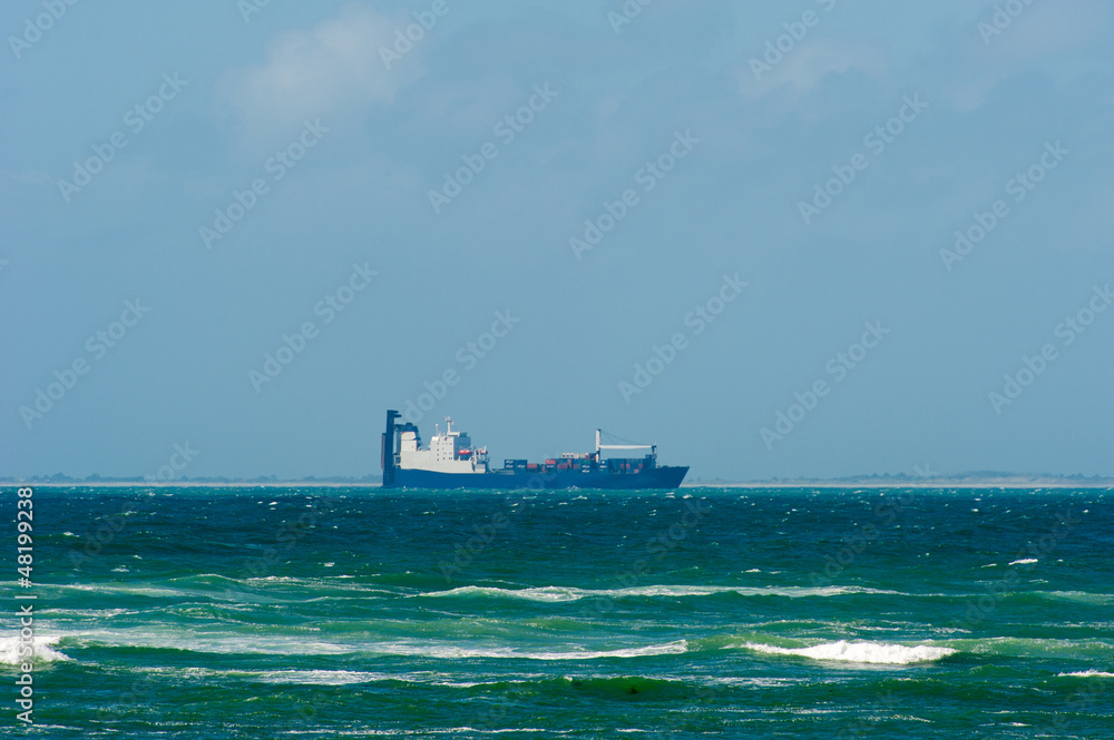Container boat at sea