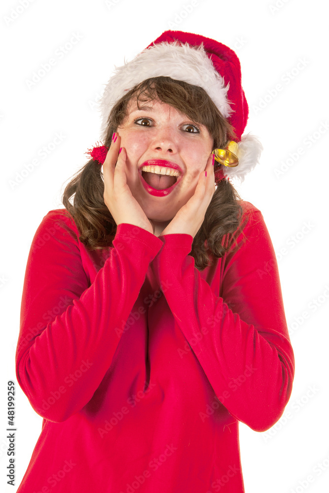 Winter girl with hat Santa Claus Winter girl with hat Santa Claus