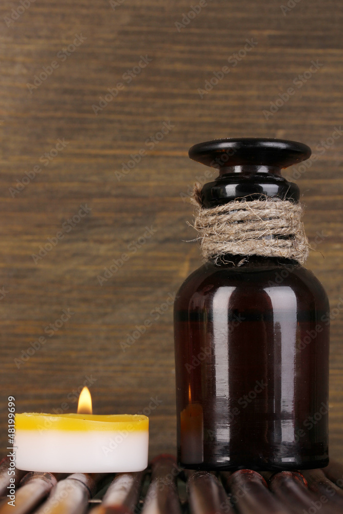 Bottle with aromatic oils with accessories for relaxation