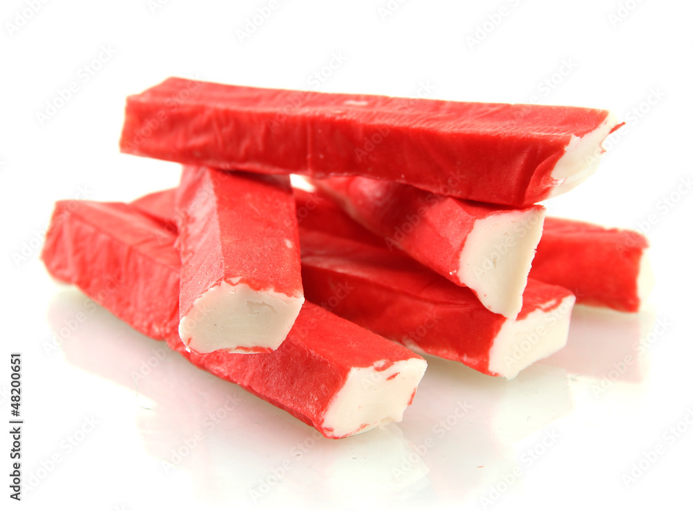 Crab sticks, isolated on white Crab sticks, isolated on white