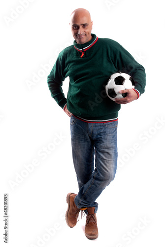 adult man with soccer ball