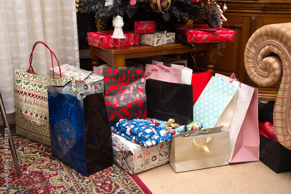 Presents under christmas tree