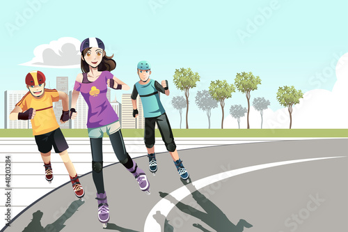Rollerblading teenagers