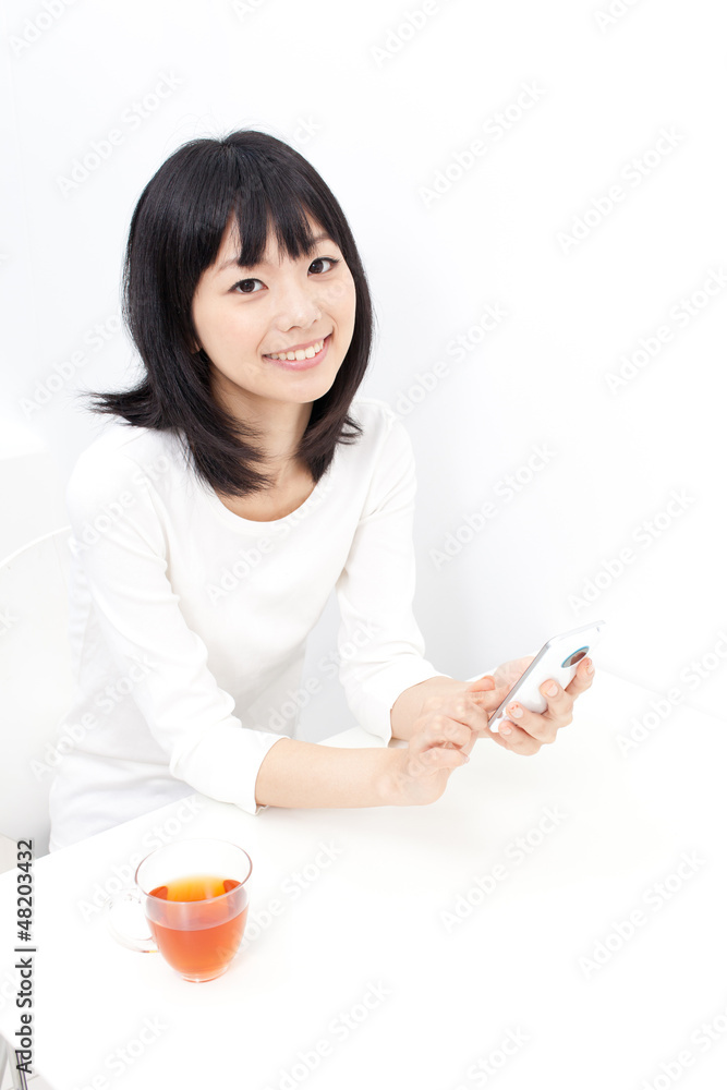 attractive asian woman using smart phone attractive asian woman using smart phone