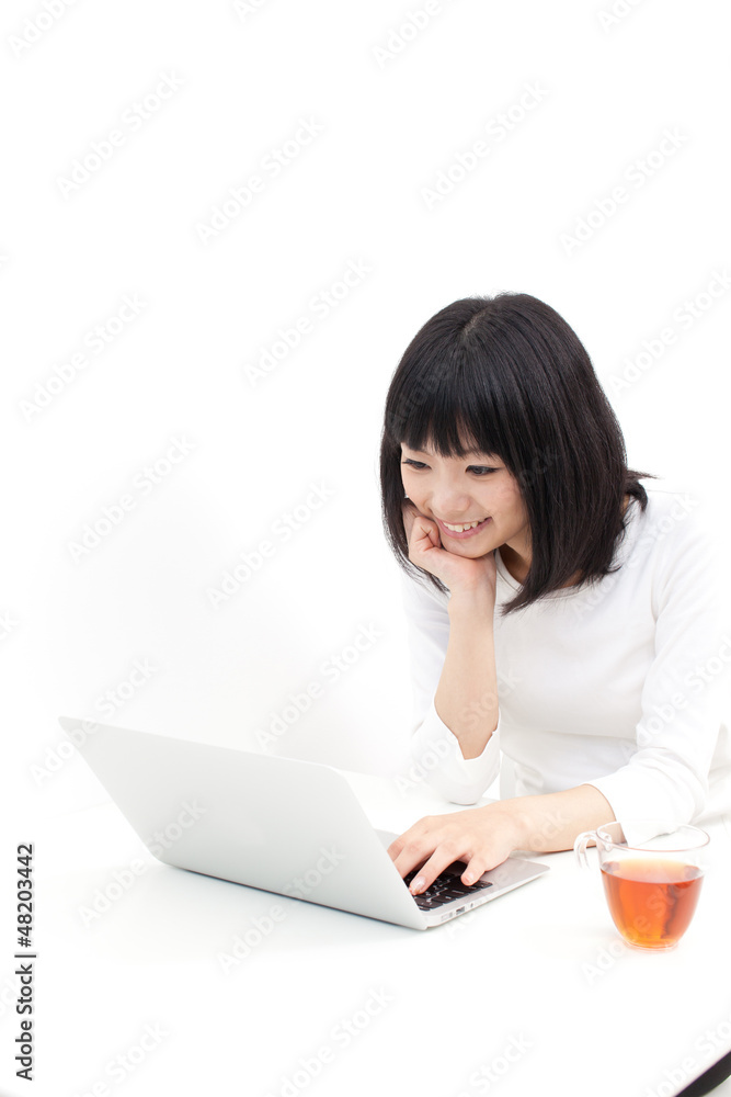 attractive asian woman using laptop attractive asian woman using laptop