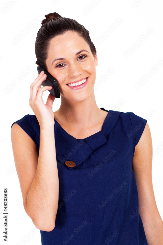 cute young businesswoman talking on cell phone cute young businesswoman talking on cell phone