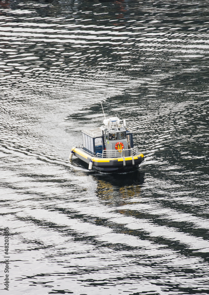 Fototapeta premium Enclosed Rubber Tour Boat
