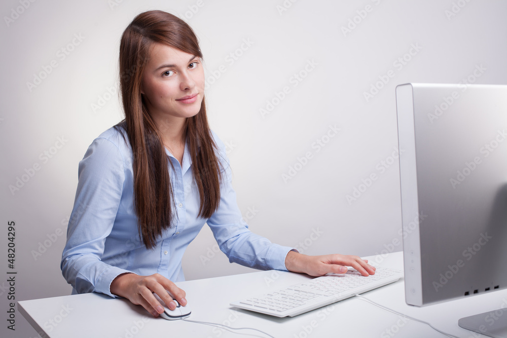 Beautiful woman working on a computer Beautiful woman working on a computer