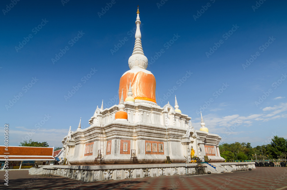 Nadoon pagoda, White pagoda in the temple of Thailand