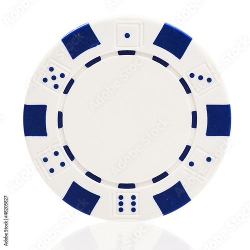 Photography White poker chip isolated on white