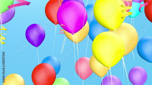 Color balloons fly away
