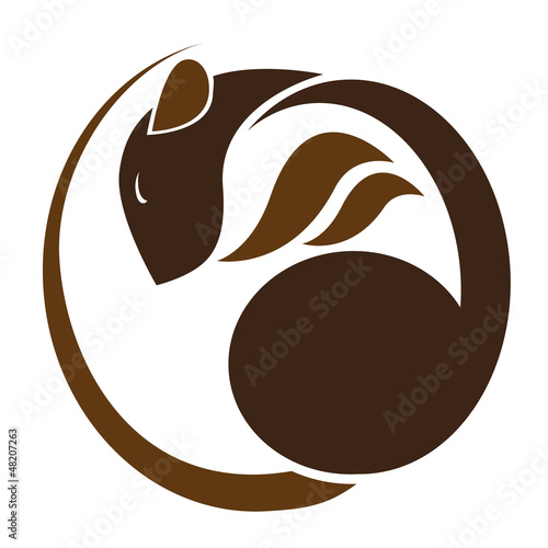Brown rat lying on a white background - vector