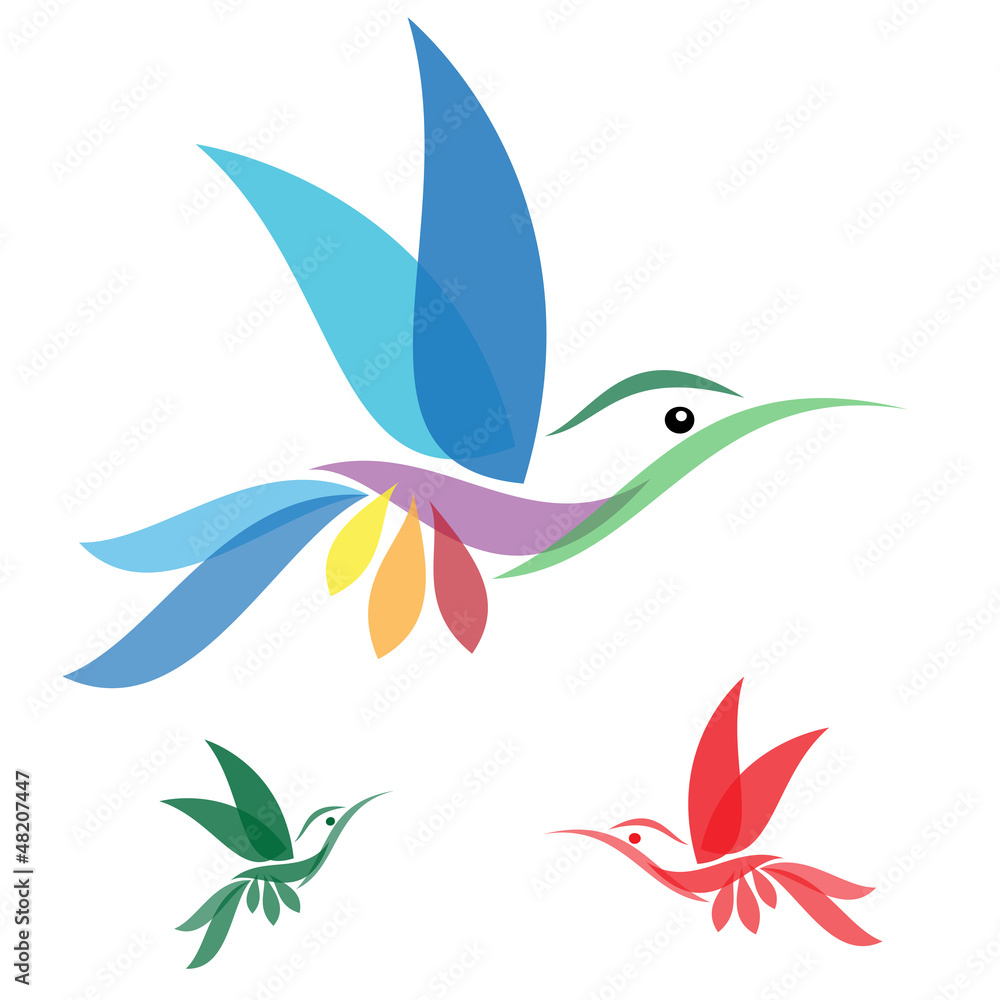 Isolated abstract humming bird in white background