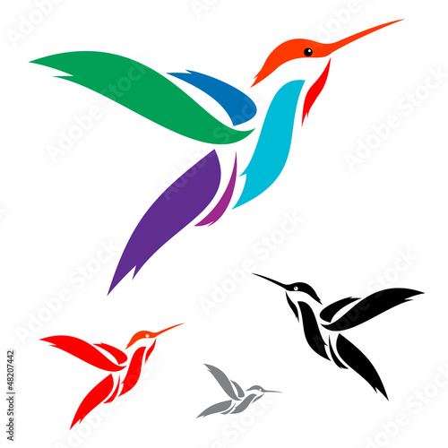 Isolated abstract humming bird in white background