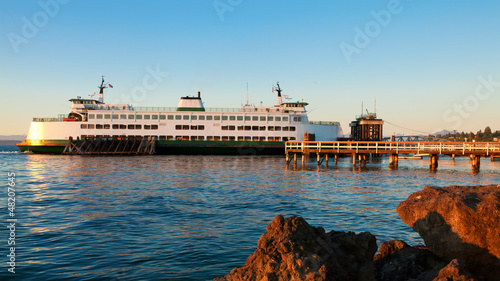 Mukilteo to Bainbridge Washington State ferry during sunset. photo