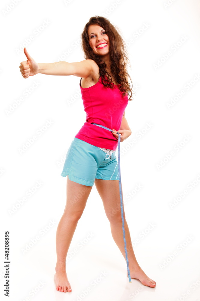 young beautiful woman with measure tape young beautiful woman with measure tape