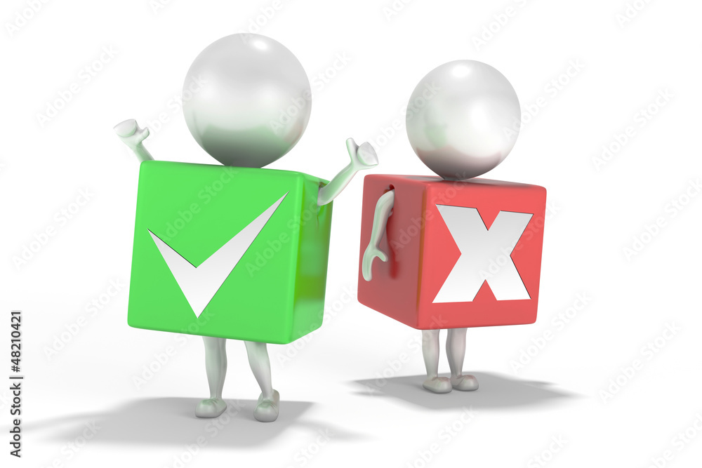3d cartoon men in green and red boxes 3d cartoon men in green and red boxes