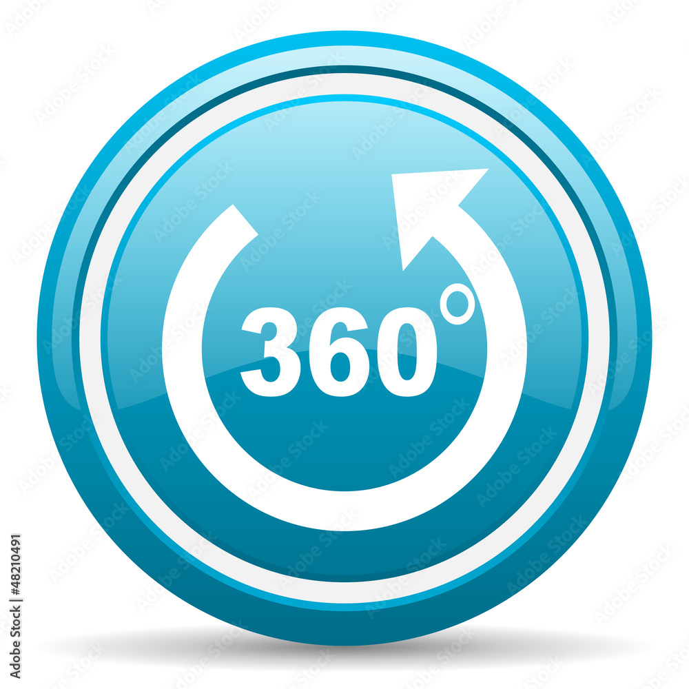 360 degrees panorama blue glossy icon on white background 360 degrees panorama blue glossy icon on white background