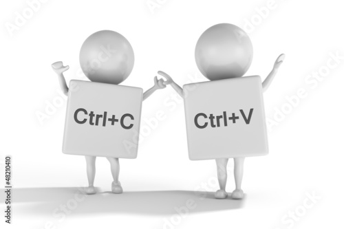 Canvas Print 3d cartoon men with keyboard shortcut